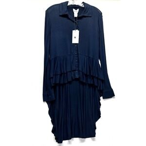 For the Republic Womens Medium Blue Park Place Rayon Blend Blouse (H4)